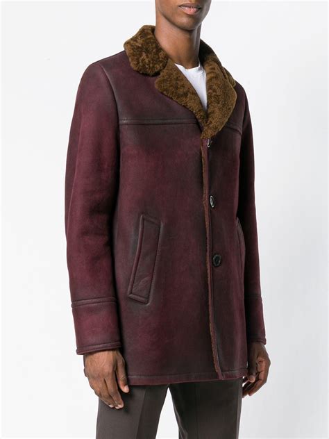 prada red shearling coat